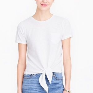 J.Crew White Tie Front T-Shirt